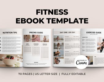 Fitness Ebook Template| Workout Plan Fitness Ebook | Fitness Planner | Ebook Exercise Template| Fitness Tracker