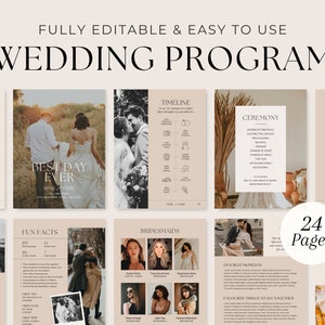 結婚式当日の雑誌テンプレート | 結婚式プログラム テンプレート | インフォグラフィック マガジン デザイン | 座席表、楽しい情報、メニュー テンプレート