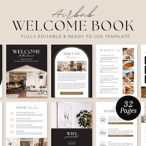 Airbnb Welcome Book Template | Printable Airbnb guidebook | Short Term Rental Guest Book | Welcome Book for Vacation Rental | Airbnb signs