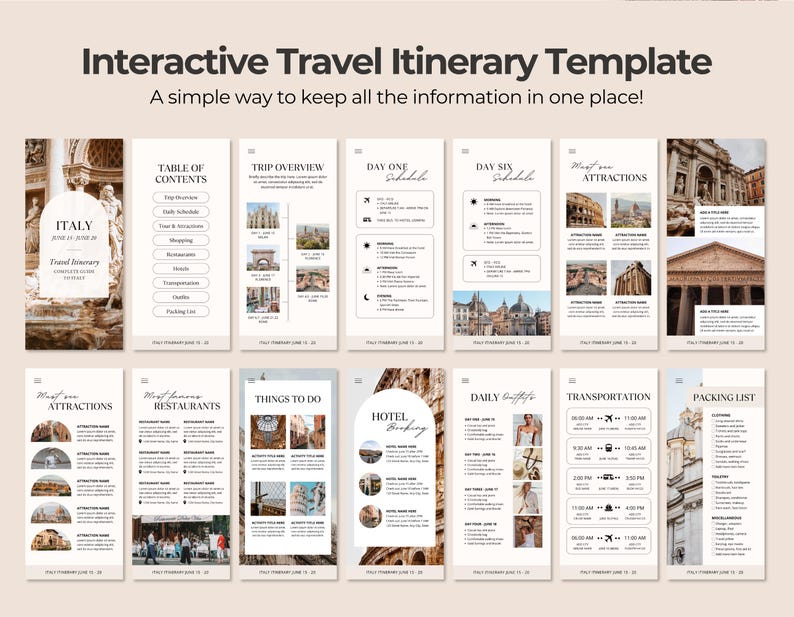 Editable Travel Itinerary Template | Trip Itinerary | Printable Travel Guide | Travel Agent Planner | Holiday Honeymoon Vacation Planner image 2