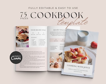 Cookbook Template | Editable Recipe Book Template | Printable Family Cookbook | Recipe E-Book | Food Blogger
