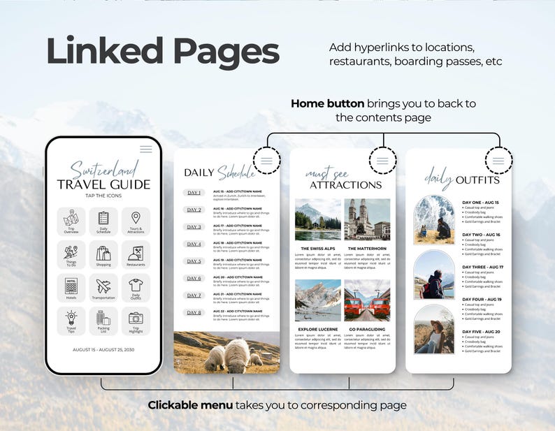 Editable Travel Itinerary Template | Trip Itinerary | Printable Travel Guide | Travel Agent Planner | Holiday Honeymoon Vacation Planner image 4