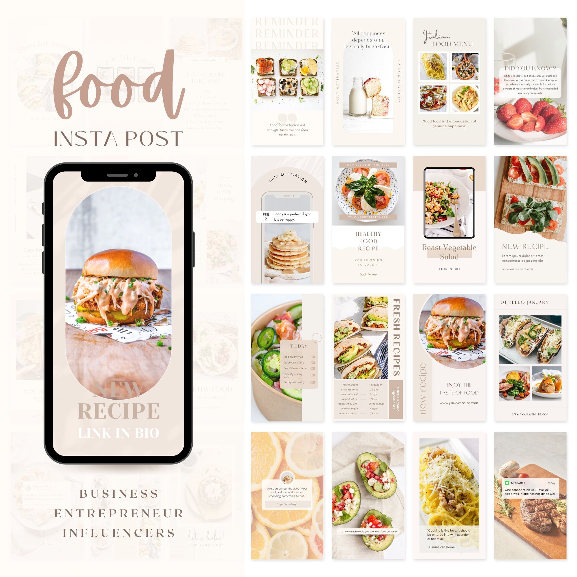 Food Instagram Story Healthy Eating Recipe Branding Etsy