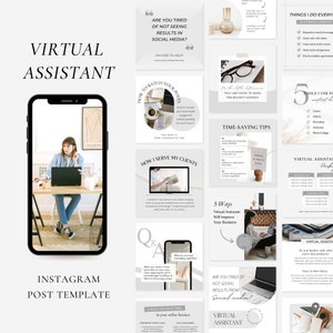 Virtual Assistant Instagram Templates | VA Instagram Posts | VA Social Media Marketing| Remote Worker Template| VA Canva Template