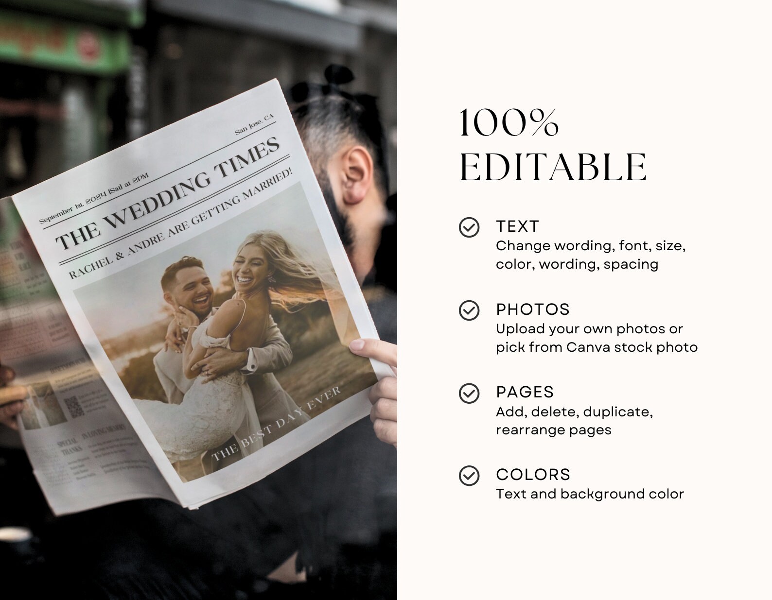 Printable Wedding Newspaper Program | Folded Large News Paper Program ...