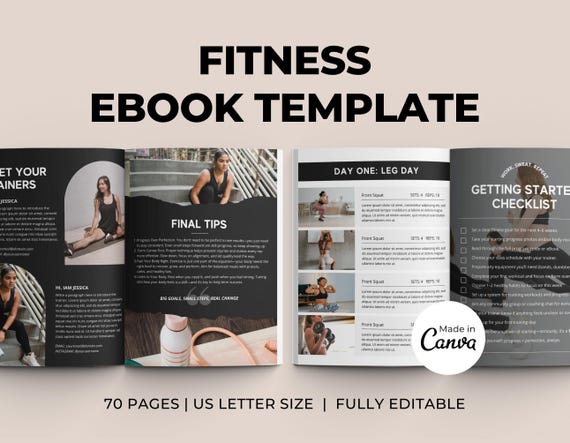 Fitness Ebook Template | Fitness Program Planner | Fitness Yoga Coach Template | Nutrition Coach | Workout Personal Training | Gym Packet