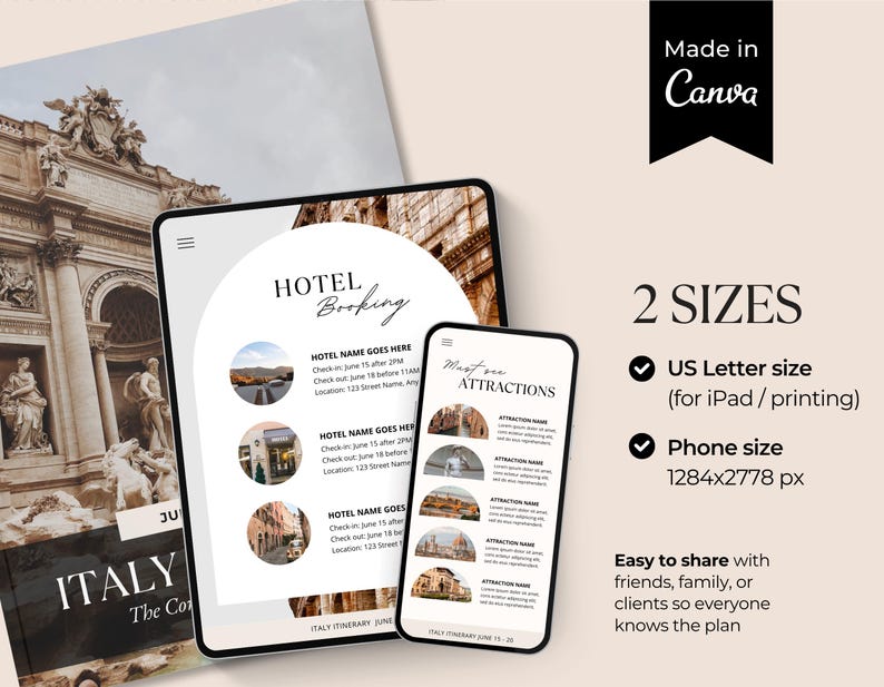 Editable Travel Itinerary Template | Trip Itinerary | Printable Travel Guide | Travel Agent Planner | Holiday Honeymoon Vacation Planner image 7