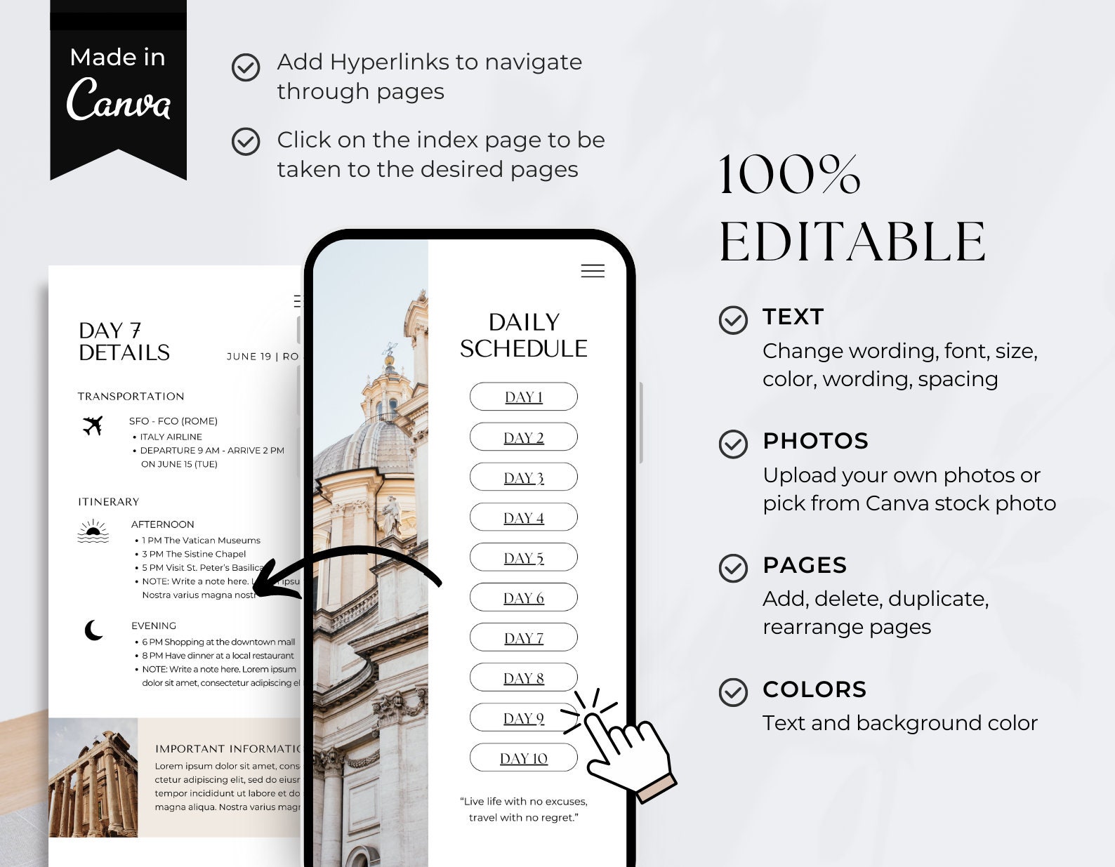 Travel Itinerary Template | Printable Travel Guide | Travel Agent ...