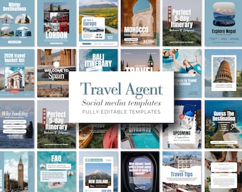 Travel Agent Social Media Templates | Travel Blogger Instagram Post |  Travel Agency Marketing