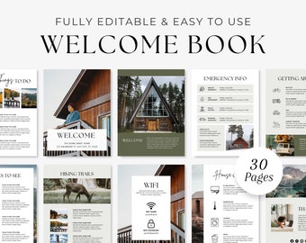 Wood Cabin Welcome Book | Welcome Guestbook | Airbnb House Manual | Welcome Book for Vacation Rental