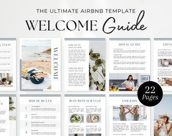 Airbnb Welcome Book Template | House Host Manual Guidebook Template | Real Estate Canva Template | Vacation Rental Template
