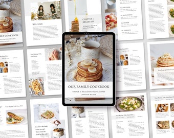 Rezeptbuch Vorlage | Canva Kochbuch Vorlage | Rezept-Ebook-Vorlage | Essensplaner