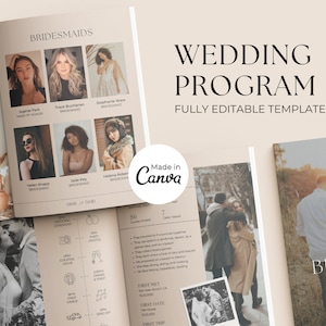 Wedding Day Magazine Template | Wedding Program Template | Infographic Magazine Design | Seating Chart, Fun Facts, Menu Template
