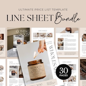 Plantilla de hoja de línea de venta al por mayor / Plantilla de catálogo comercial / Lista de productos / Lista de precios al por mayor / Gráfico de venta al por mayor de velas y joyería