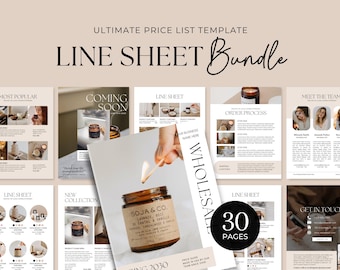 Plantilla de hoja de línea de venta al por mayor / Plantilla de catálogo comercial / Lista de productos / Lista de precios al por mayor / Gráfico de venta al por mayor de velas y joyería