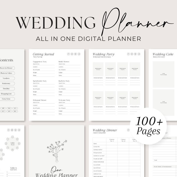Wedding Planner Bundle | Digital Wedding Planning Book | Wedding Checklist Binder | GoodNotes Notability iPad Planner