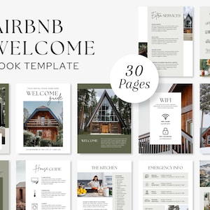 Libro de bienvenida de cabañas de madera / Libro de visitas de bienvenida / Manual de la casa de Airbnb / Libro de bienvenida para alquileres vacacionales
