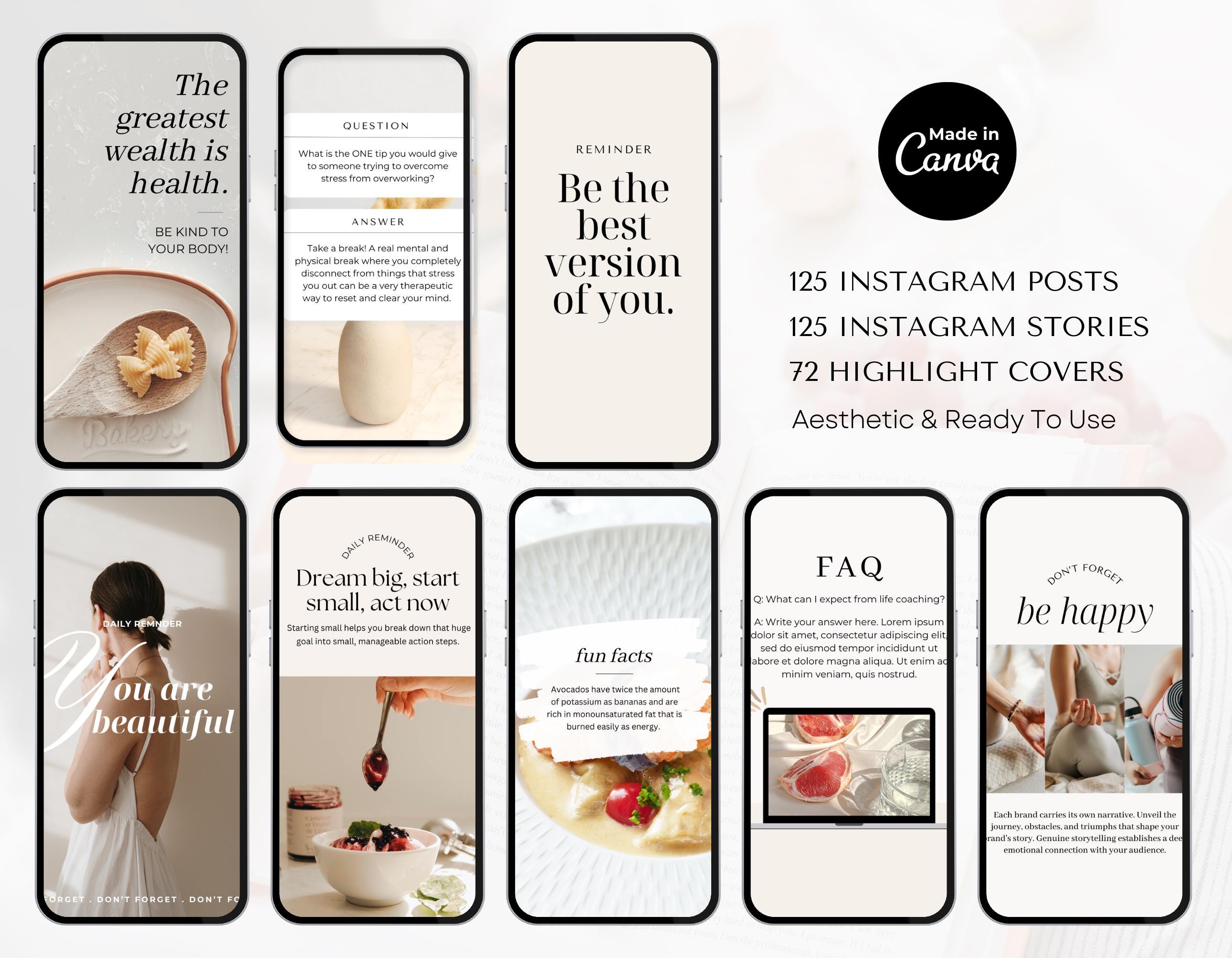Health Instagram Templates | Wellness Social Media Template | Healthy ...