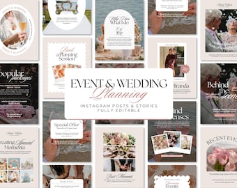 Wedding Planner Instagram Templates | Event Wedding Planning | Pink Luxury Social Media Templates