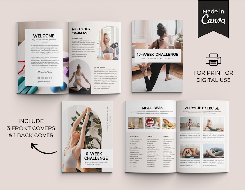 Fitness Ebook Template | Fitness Program Planner | Fitness Yoga Coach Template | Nutrition Coach | Workout Personal Training | Gym Packet image 2