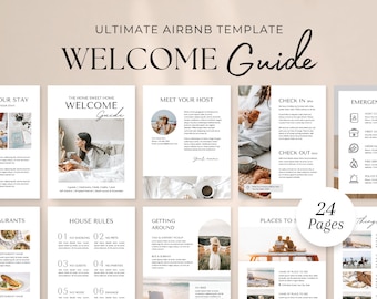 Airbnb Welcome Book Template | Welcome Guidebook| Vacation Rental Welcome Book | VRBO Guest Book | Printable Welcome Signs | Canva Template