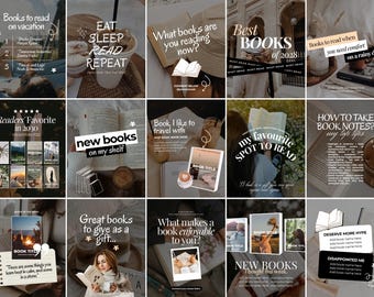 Bookstagram Template | 80 Aesthetic Instagram Posts for Canva