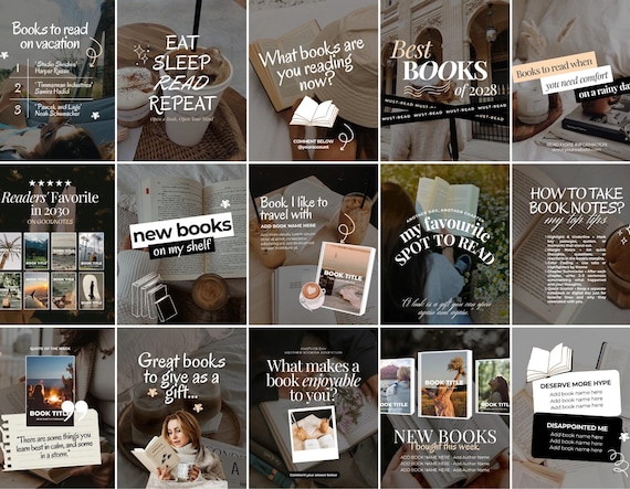 Bookstagram Template | 80 Aesthetic Instagram Posts for Canva