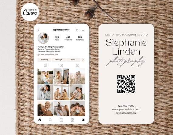 Instagram Business Card | IG Business Card | QR code Business Card | Photography Template | Photographer Business Card