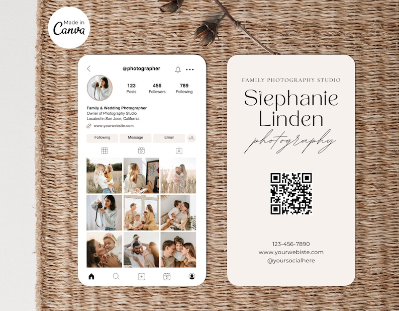 Instagram Business Card | IG Business Card | QR code Business Card | Photography Template | Photographer Business Card image 1