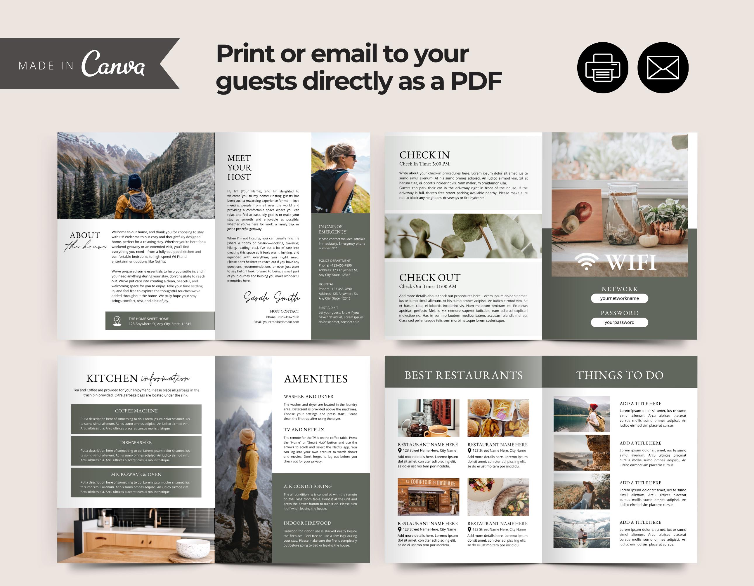 Airbnb Book Template Printable Airbnb Guidebook Short Term