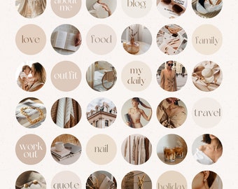 36 Portadas destacadas de Instagram marrones/ Iconos destacados de historias de Instagram/ Portadas destacadas de Instagram Boho/ Aspectos destacados estéticos de IG