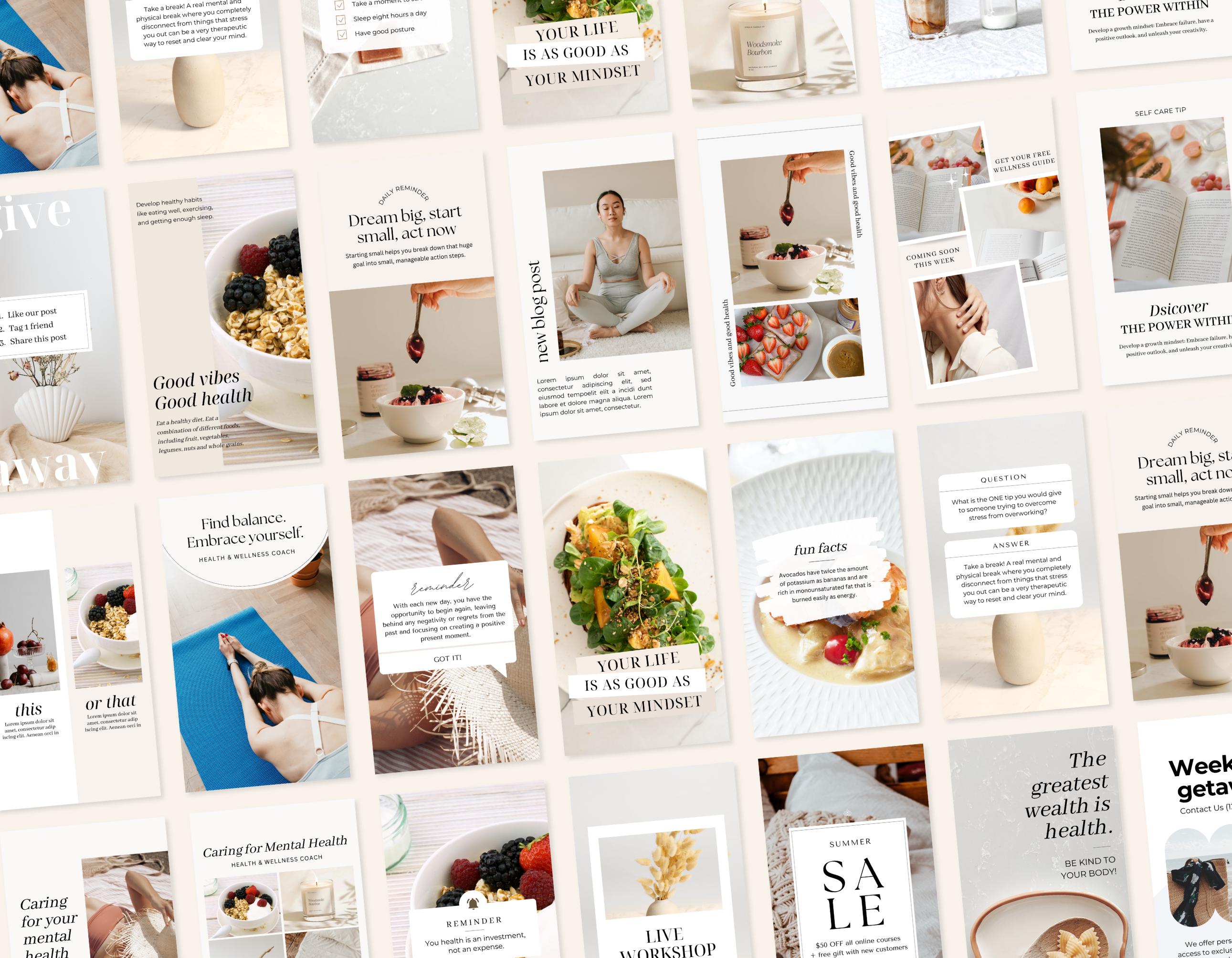 Health Instagram Templates | Wellness Social Media Template | Healthy ...