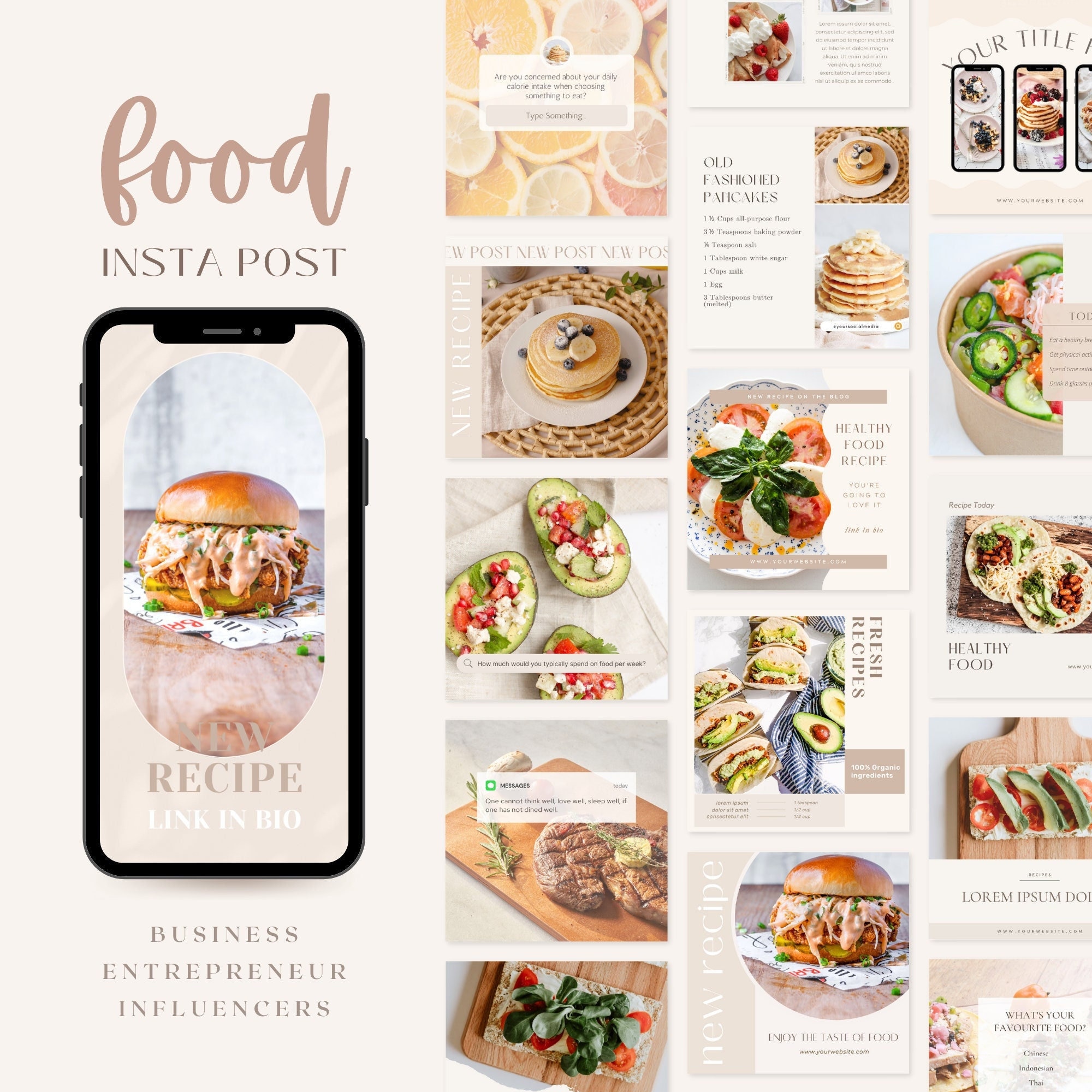 Food Instagram Posts Healthy Eating Recipe Branding Etsy