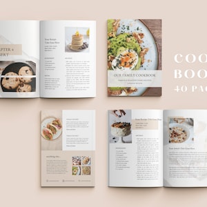 Recipe Book Template| Digital Cookbook Template |Printable Recipe Card Meal Planner |Recipe Binder | Canva Templates
