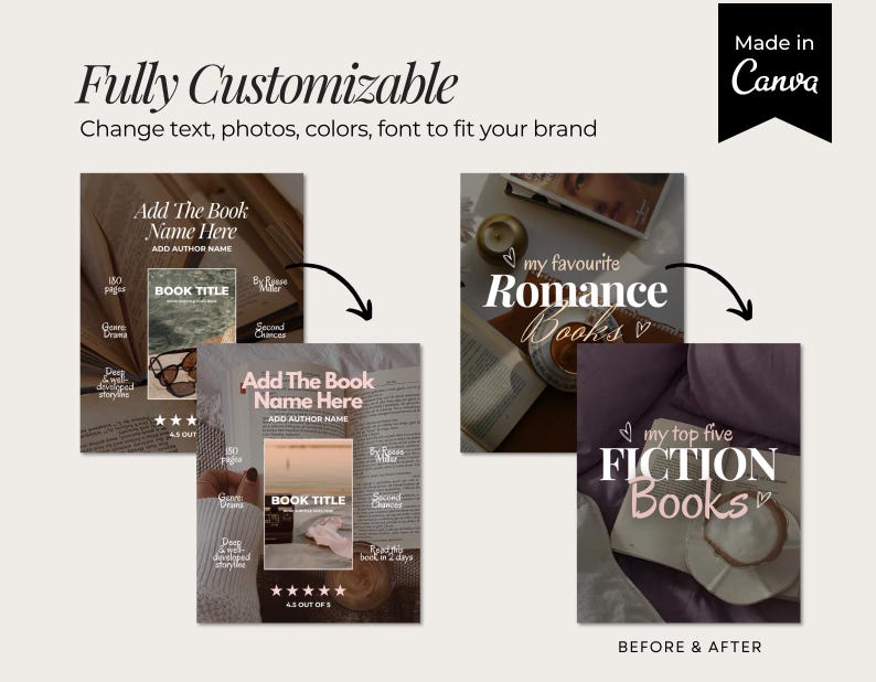 Bookstagram-mall | 80 estetiska Instagram-inlägg för Canva bild 5