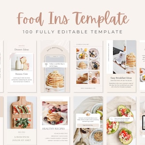 Essen Instagram Vorlage | Instagram Post Stories | Essen Kochen Rezept Gesundheit | Canva Vorlage | Diätetiker Wellness Social Media Marketing