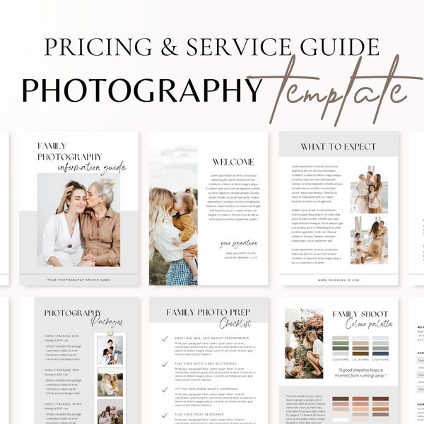 Photography Welcome Guide | Family Photography Style Guide | Photographer Pricing Template | Client guide for photographers | Family Session