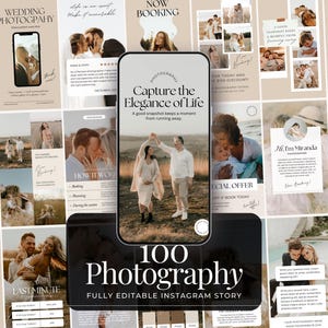 Photographer Instagram Story Template | Wedding Photography Instagram Stories | Photography Pricing List | Social Media Canva Template
