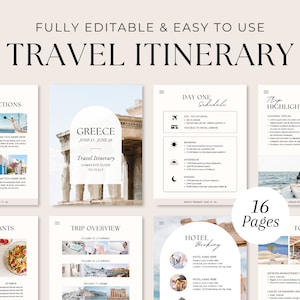 Editable Travel Itinerary Template | Trip Itinerary | Printable Travel Guide | Travel Agent Planner | Holiday Honeymoon Vacation Planner