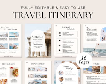 Editable Travel Itinerary Template | Trip Itinerary | Printable Travel Guide | Travel Agent Planner | Holiday Honeymoon Vacation Planner