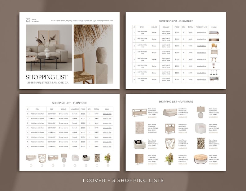 Shopping List Template | Furniture Board | Interior Design, Renovation ...