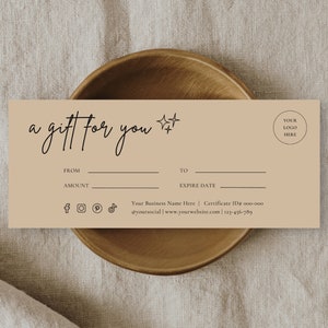 Gift Certificate Template | DIY Gift Card | Printable Gift Voucher ...