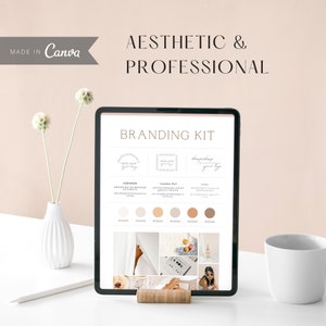 Brand Kit Template | Mini Brand Board Template | Premade Neutral Branding Kit | Mood Board Color Palette | Canva Template image 4