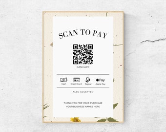Scan to Pay Sign | QR Code Sign | Printable Payment Sign | Accepted Payments Sign | Scan To Paypal, Venmo, CashApp