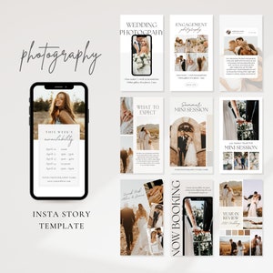 Photographer Instagram Story Template | Wedding Photography Instagram Stories | Photography Pricing List | Social Media Canva Template