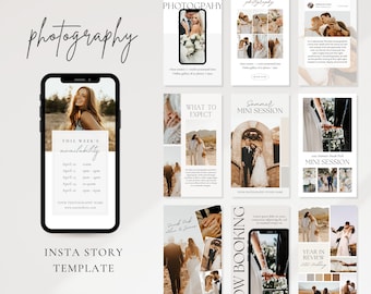 Photographer Instagram Story Template | Wedding Photography Instagram Stories | Photography Pricing List | Social Media Canva Template