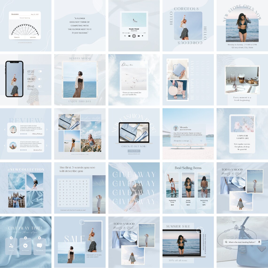 Blue Instagram Templates Minimalist Instagram Post Template - Etsy