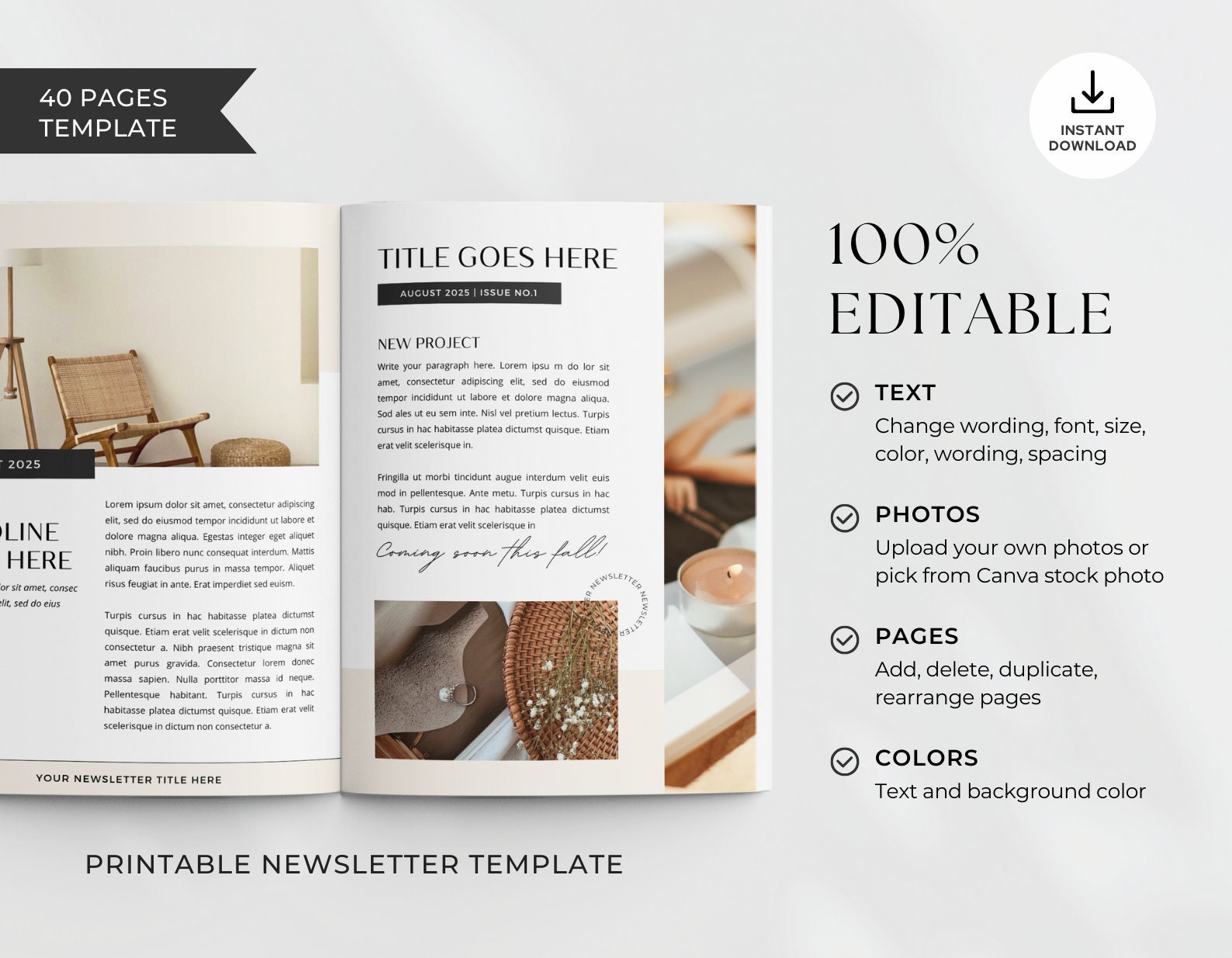 Booklet Style Blog Format Editable Newsletter Template | Blogger, Real Estate, Realtor, Nonprofit ...