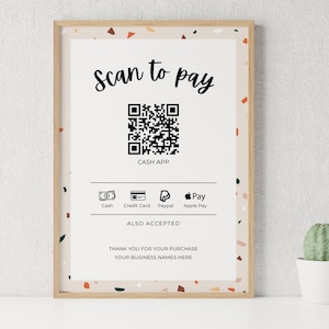 Scan to Pay Sign | QR Code Sign | Printable Payment Sign | Accepted Payments Sign | Scan To Paypal, Venmo, CashApp