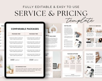 Services and Pricing Guide Template| Price List, Linesheet Template| Client Onboarding Template |Coaches, Virtual Assistant, Interior Design